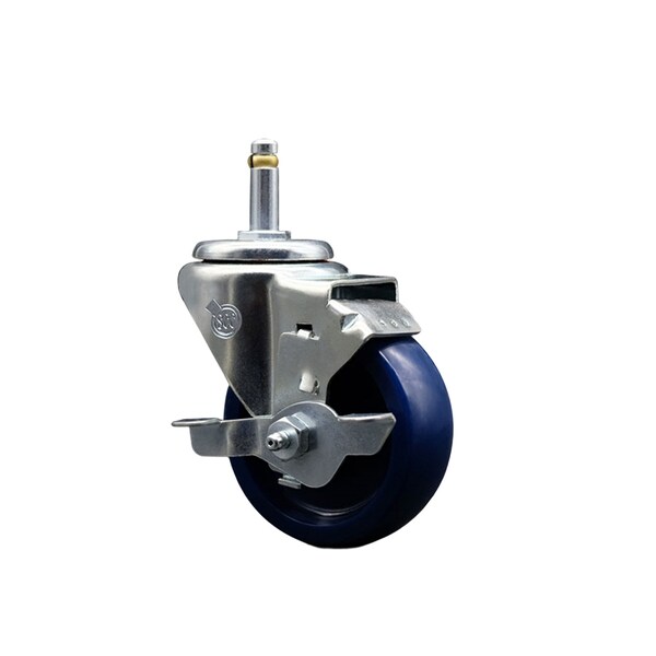 3.5'' Solid Poly Wheel Swivel 7/16'' Grip Ring Stem Caster with Brake